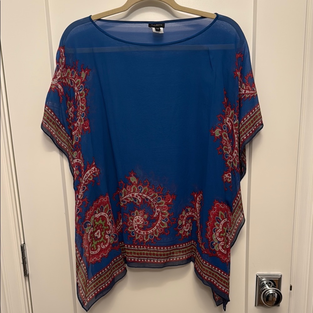 Talbots Blue and Red Paisley Blouse
